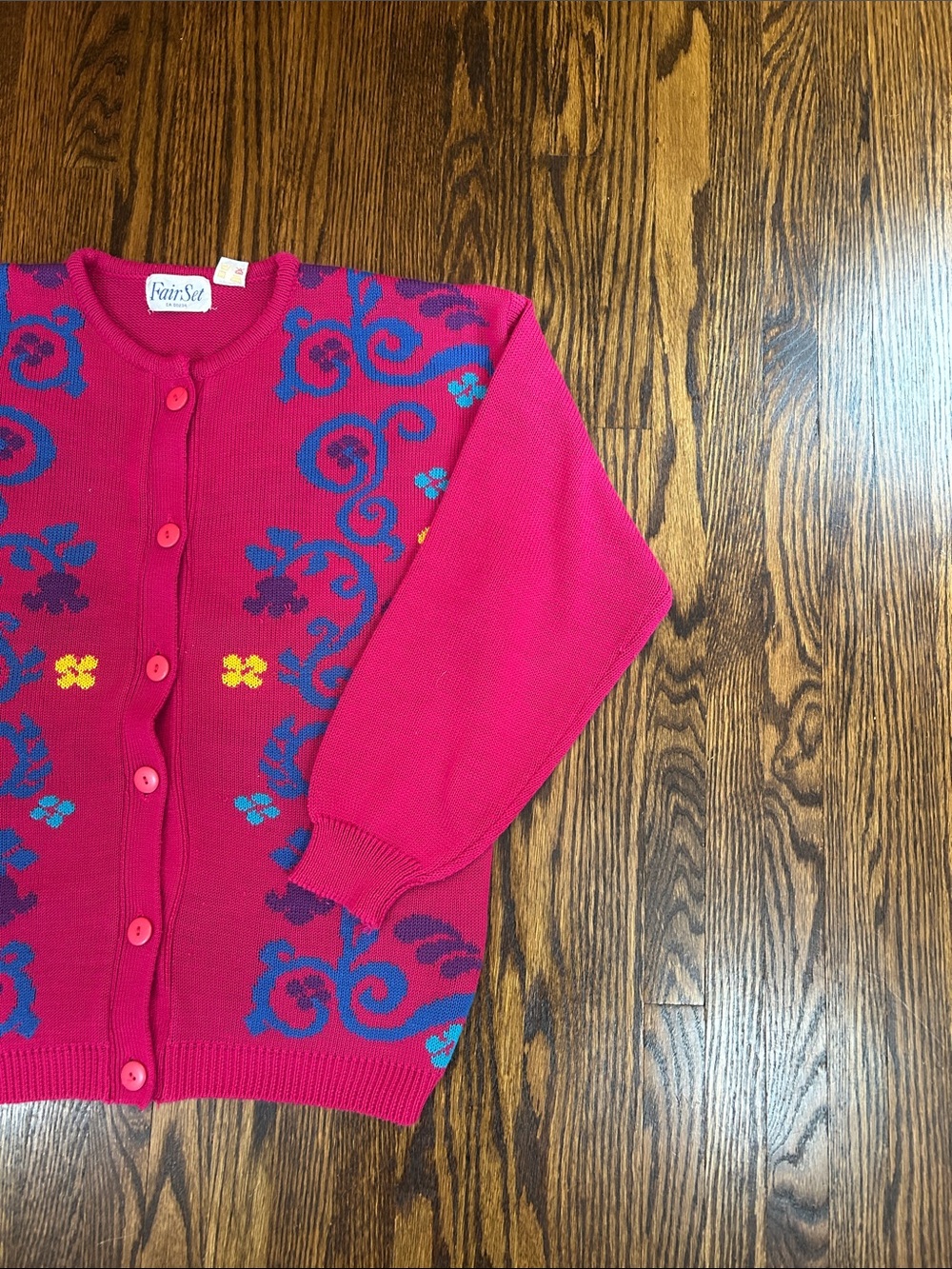 Vintage 90s Floral Knit Cardigan Sweater - Picture 4 of 9